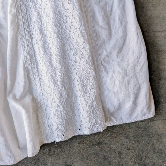 Vintage Coldwater Creek White Eyelet Embroidered Boho Festival Midi Skirt large - Picture 4 of 8